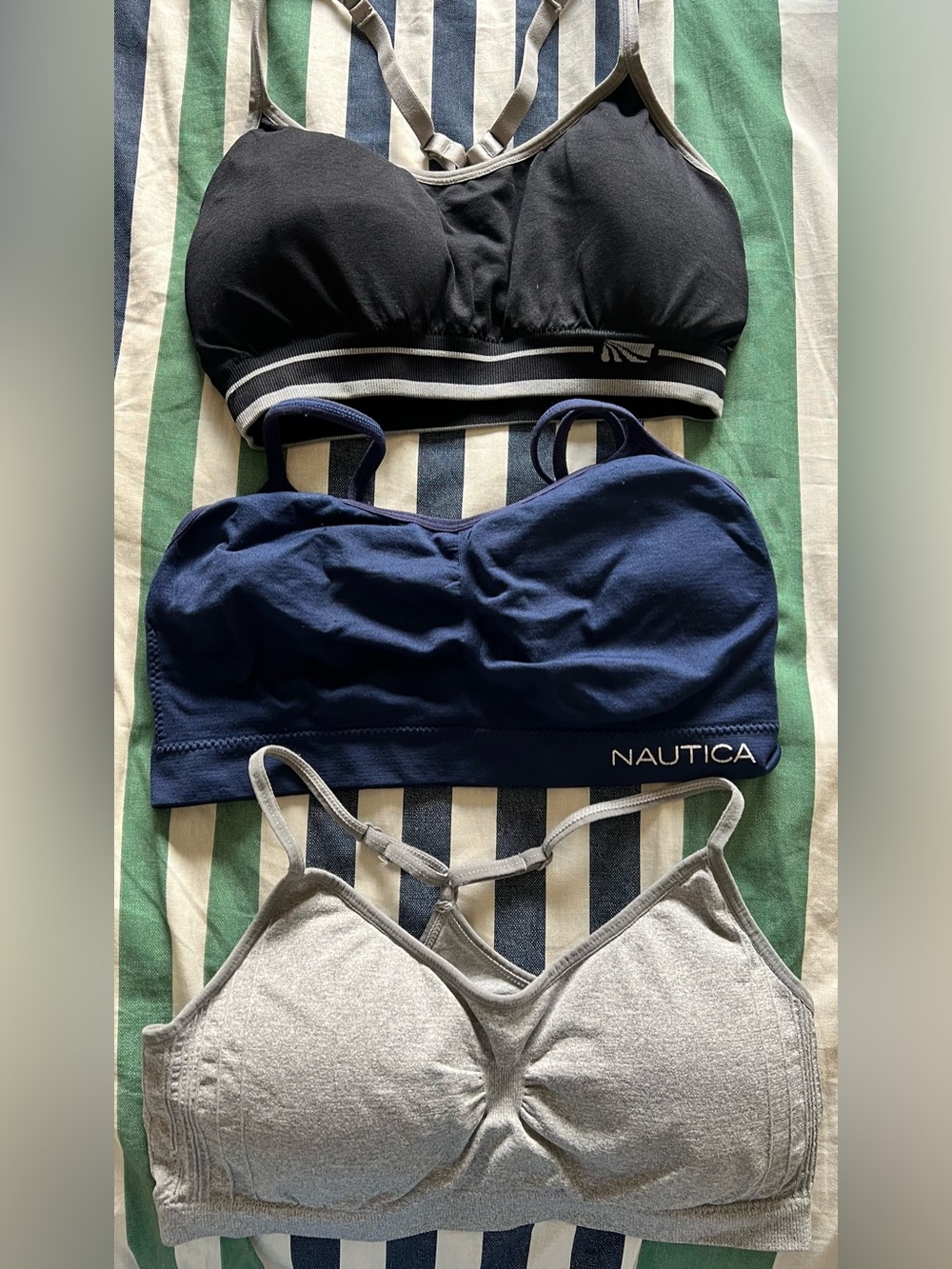 Nautica, Marika and unknown Women's Bralette Set in Black, Navy & Gray